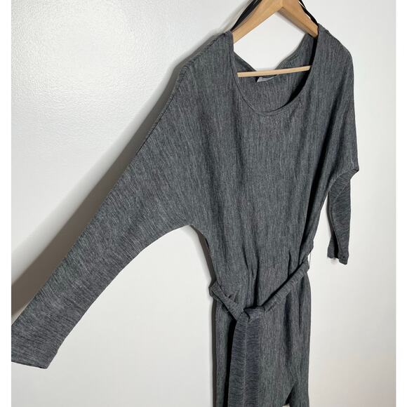 Anine Bing Womens Wool Blend Long Sleeve Mini Dress M Gray Belted Tie Waist - Picture 4 of 10